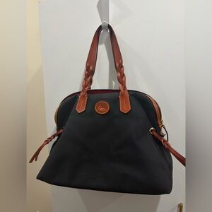 Dooney & Bourke Black Canvas & Leather Shoulder Bag